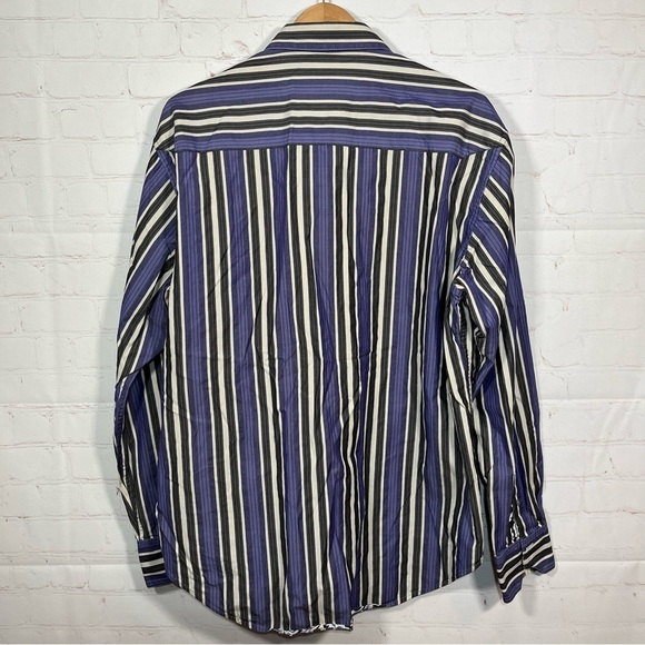 Robert Graham Shirt Mens XL Purple Stripe Button Up Classic Fit Flip Cuff - Picture 11 of 15